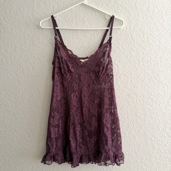 Victoria's Secret Other - Victoria's Secret Sheer Lace Chemise Nightgown Size Medium Purple Babydoll